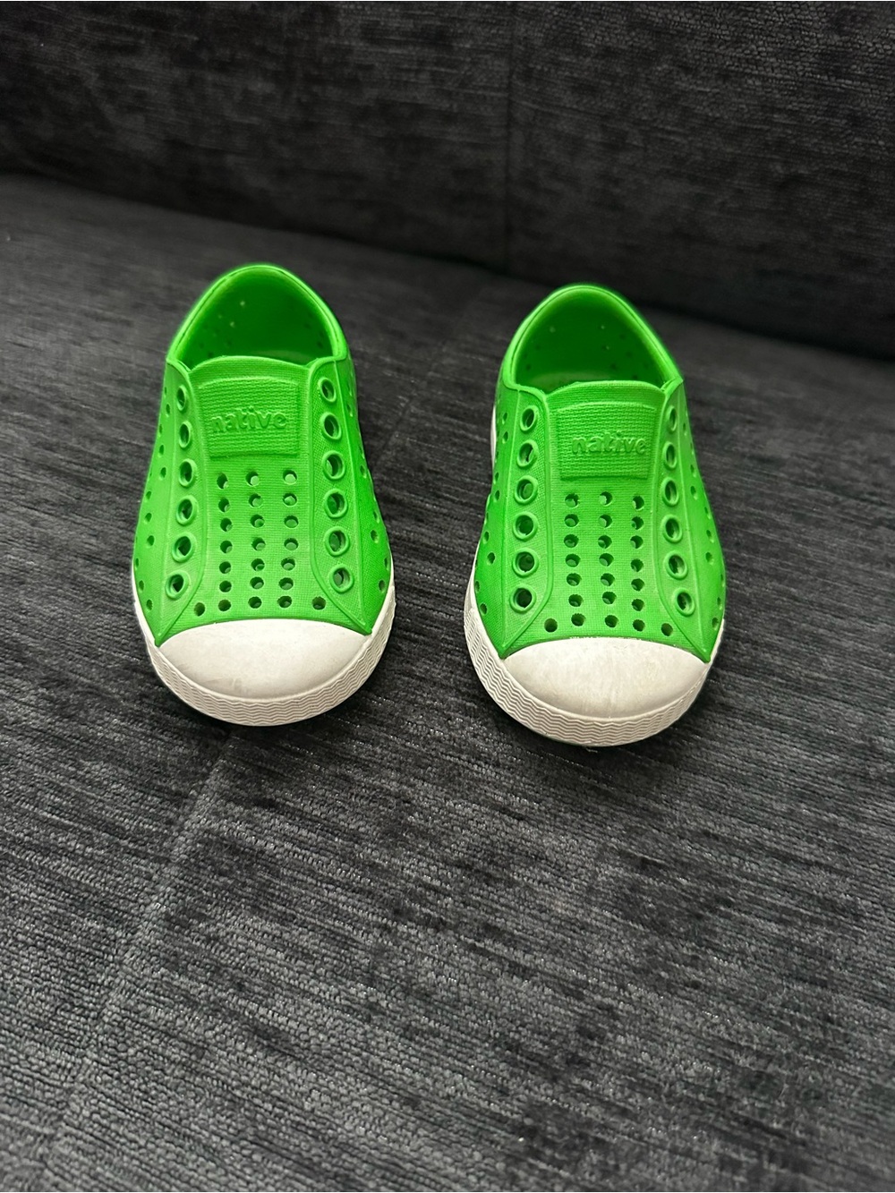 Native Kids Slip-On Water Shoes in Bright Green with White Toe
